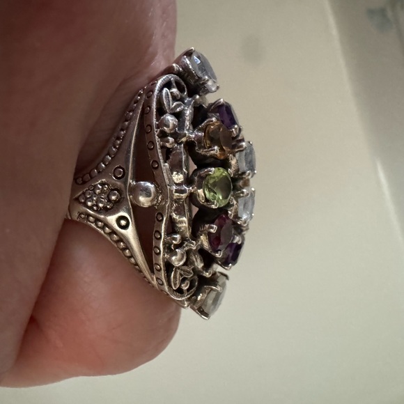 Designer Nicky Butler Elegant Multi-Color Gemstone Sterling Silver Ring - Picture 3 of 8